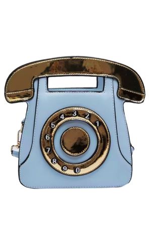 Retro Telefon Şeklinde Mavi Çanta
