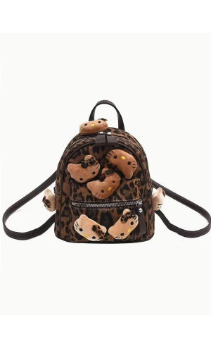 Hello Kitty Leopar Desenli Mini Sırt Çantası