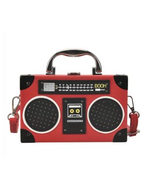 Retro Kırmızı Radyo Şeklinde Mini Çanta