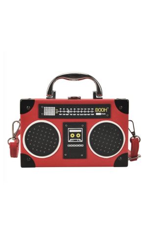 Retro Kırmızı Radyo Şeklinde Mini Çanta