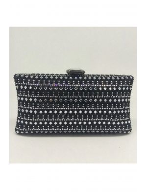 Taşlı Siyah Abiye Clutch Çanta