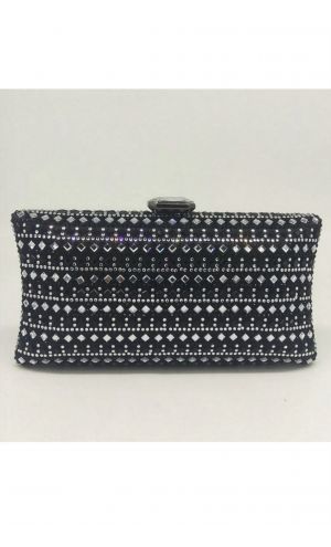 Taşlı Siyah Abiye Clutch Çanta